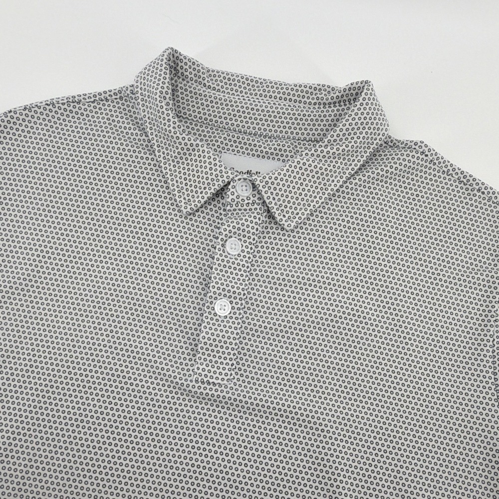 Goodfellow & Co Polo Shirt Men's L Gray Geometric Short Sleeve Cotton Blend